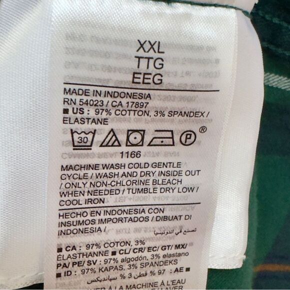 Old Navy Regular-Fit Built-In Flex Everyday Green Plaid Button Down Shirt. XXL. - Picture 7 of 8